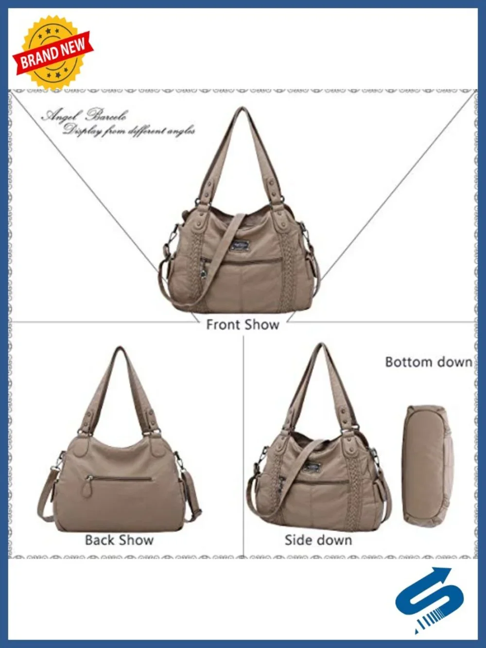 Hobo Bag Faux Leather Crossbody Tote Handbag Shoulder Purse for Women